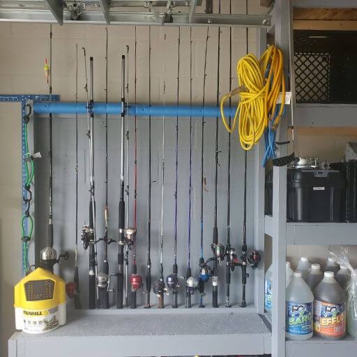 handyman garage storage fishing pole rack florida